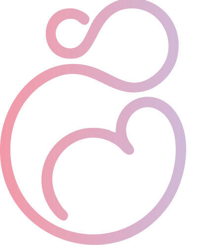 Line drawing of mother and baby